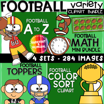 Preview of Football Clipart Variety Bundle - Football Math Clipart, Beginning Sounds, More!