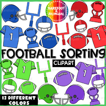 Preview of Football Color Sorting Clipart - Football Clipart - 6 sets in 1