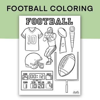 Preview of Football Coloring Page, American Football Activity Worksheet, Sports Printable