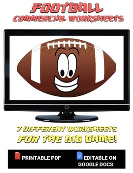 Preview of Football Commercial Worksheets (Editable in Google Docs)