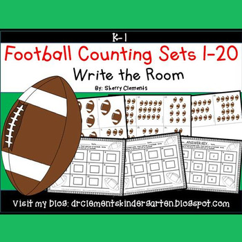 Preview of Football Counting to 20 | Sports | Math Center | Write the Room