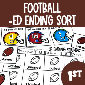 Preview of Football -ED Inflectional Endings - 1st Grade Literacy Center (Thanksgiving)