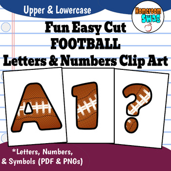 Preview of Football Easy Cut and Print Bulletin Board Letters And Numbers Clip Art Set