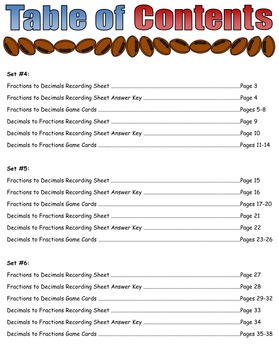 Football Frenzy Game Cards Converting Fractions To Decimals Sets 4 5 6