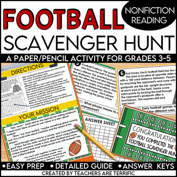 Preview of Football Fun Facts Scavenger Hunt featuring Nonfiction Reading