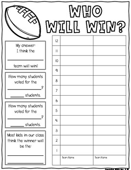 Football Game Prediction Graphing, Writing, Directed Drawing Practice