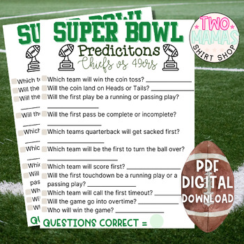 Preview of Football Game Predictions Game | Football Party Games | Printable Super Bowl Gam