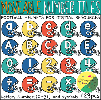 Preview of Football Helmet Alphabet Letter and Number Moveable Tiles