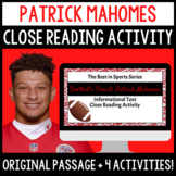 Football Reading and Writing Activity - Patrick Mahomes