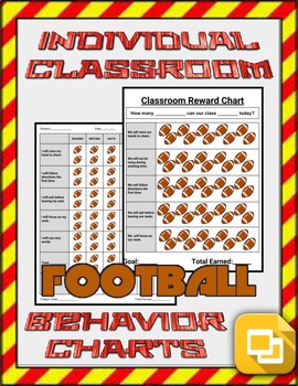 Preview of Football Individual & Classroom Behavior Chart (Editable on Google Slides)