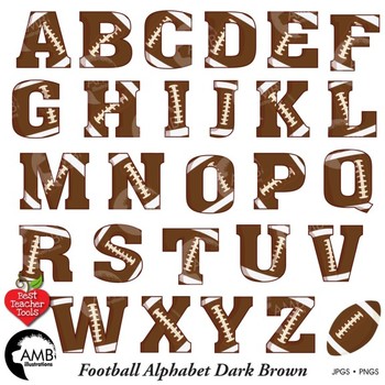 Football Letters Clipart, Dark Brown Alphabet Clipart, Sports Clip Art ...