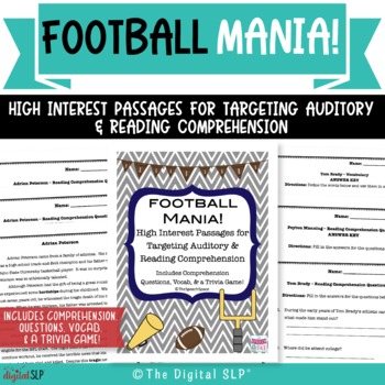 Preview of Football Mania: High Interest Passages for Reading & Auditory Comprehension