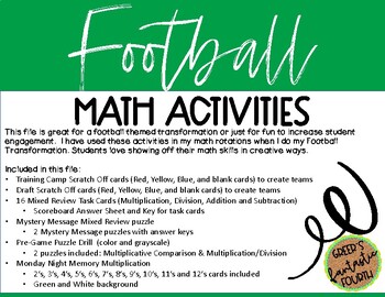 Preview of Football Math Activities