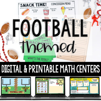 Preview of Football Math Activities - Digital Football Math Activities 4th & 5th Grade