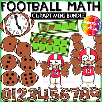 Preview of Football Math Clipart Mini Bundle | 6 Math Football Clipart Sets in 1