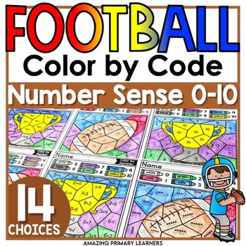Preview of Football Math Color by Code Coloring Pages Color by Number Big Game