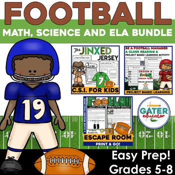 Preview of Football Math Reading and Science BUNDLE | Escape Room | PBL | Super Bowl
