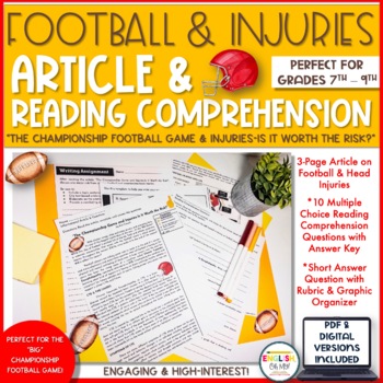 Preview of Football Nonfiction Article & Activities, The Big Game
