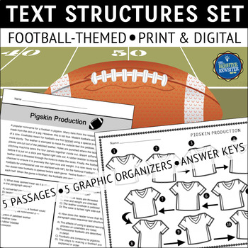 Preview of Football Nonfiction Text Structures Reading Passages and Graphic Organizers
