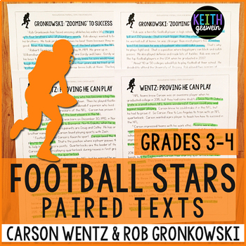 Preview of Football Paired Texts: Carson Wentz and Rob Gronkowski (Grades 3-4)