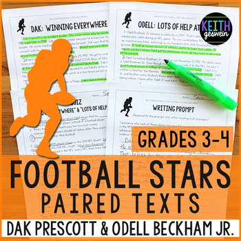 Preview of Football Paired Texts: Dak Prescott and Odell Beckham Jr. (Grades 3-4)