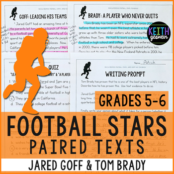 Preview of Football Paired Texts: Jared Goff and Tom Brady (Grades 5-6) Distance Learning