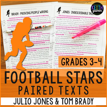 Preview of Football Paired Texts: Julio Jones and Tom Brady (Grades 3-4)