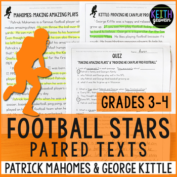 Preview of Football Paired Texts: Patrick Mahomes and George Kittle (Grades 3-4)