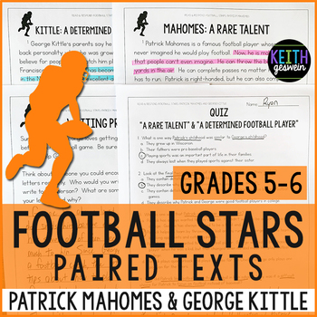 Preview of Football Paired Texts: Patrick Mahomes and George Kittle (Grades 5-6)