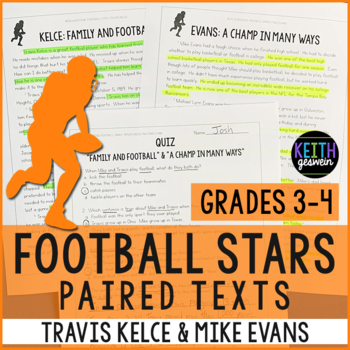 Preview of Football Paired Texts: Travis Kelce & Mike Evans (Grades 3-4) Distance Learning