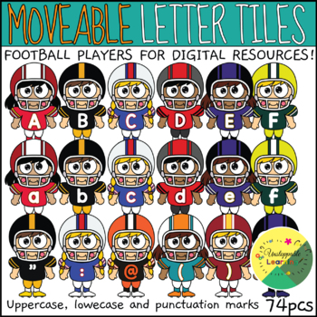 Preview of Football Player Alphabet Letter Moveable Tiles