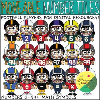 Preview of Football Players Number Moveable Tiles Numbers 0-99