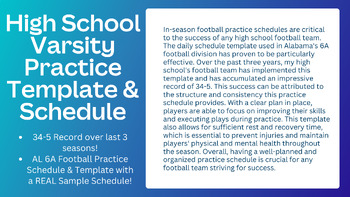 Preview of Football Practice Schedule Template w/ Sample!