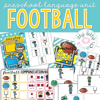 Preview of Football Preschool Language Unit for Speech Therapy (+ BOOM Cards)