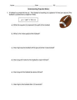Preview of Football Projectile Motion Activity