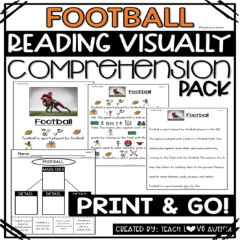Preview of Football Reading Comprehension Passages and Questions with Visuals