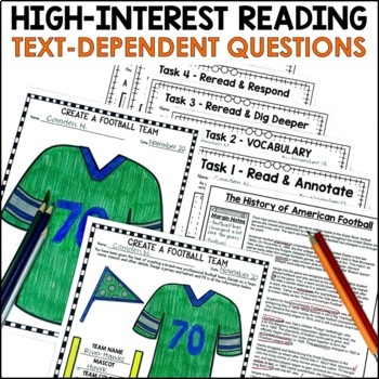 Super Bowl Informational Text Reading Comprehension Worksheet Football  February