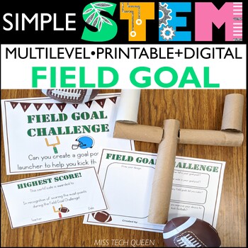 Preview of Football STEM Challenge Super Bowl Activities Low Prep Stem February Goal Post