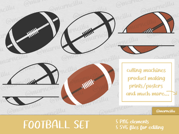 Preview of Football SVG Clipart Set - american football, rugby, image, printable, sport