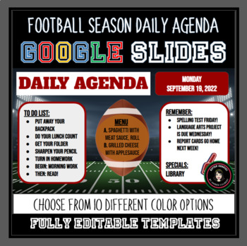 Preview of Football Season Daily Agenda | Morning Meeting Google Slides Template