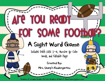 Preview of Football Sight Word Game - Are You Ready For Some Football?
