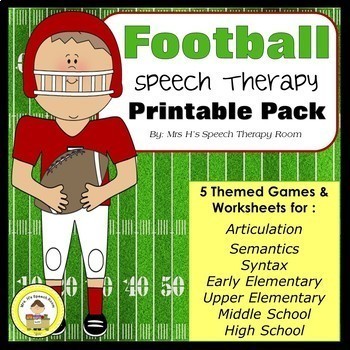 Preview of Football Speech Therapy Printable Pack