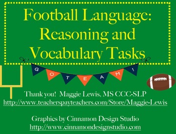 Preview of Football Speech Therapy- Reasoning, Language, and Vocabulary