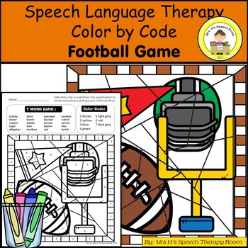Preview of Football Speech and Language Therapy Color By Code Grab and Go Activity