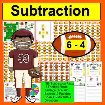 Preview of Football Subtraction Math Centers - 190 Subtraction Facts to 18