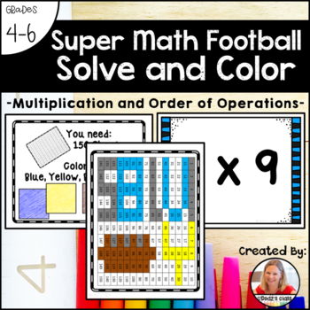 Preview of Multiplication and Order of Operations Mystery Picture Solve & Color, Super Math
