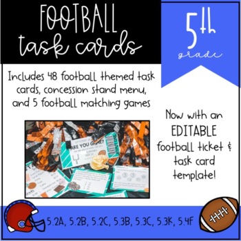 Preview of Football Task Cards for 5th Grade
