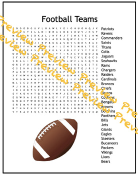 Football Word Search Activity - Sports by Mochateacher