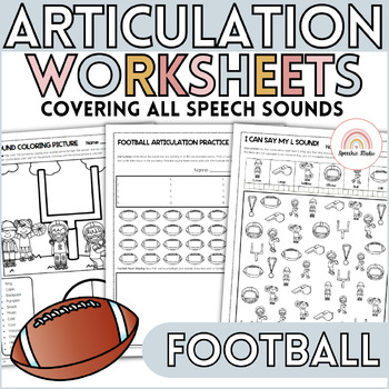 Preview of No Prep Football Themed Articulation Worksheets & Activities for Speech Therapy