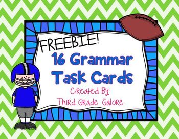 Preview of Football Themed Grammar Task Cards {FREEBIE}